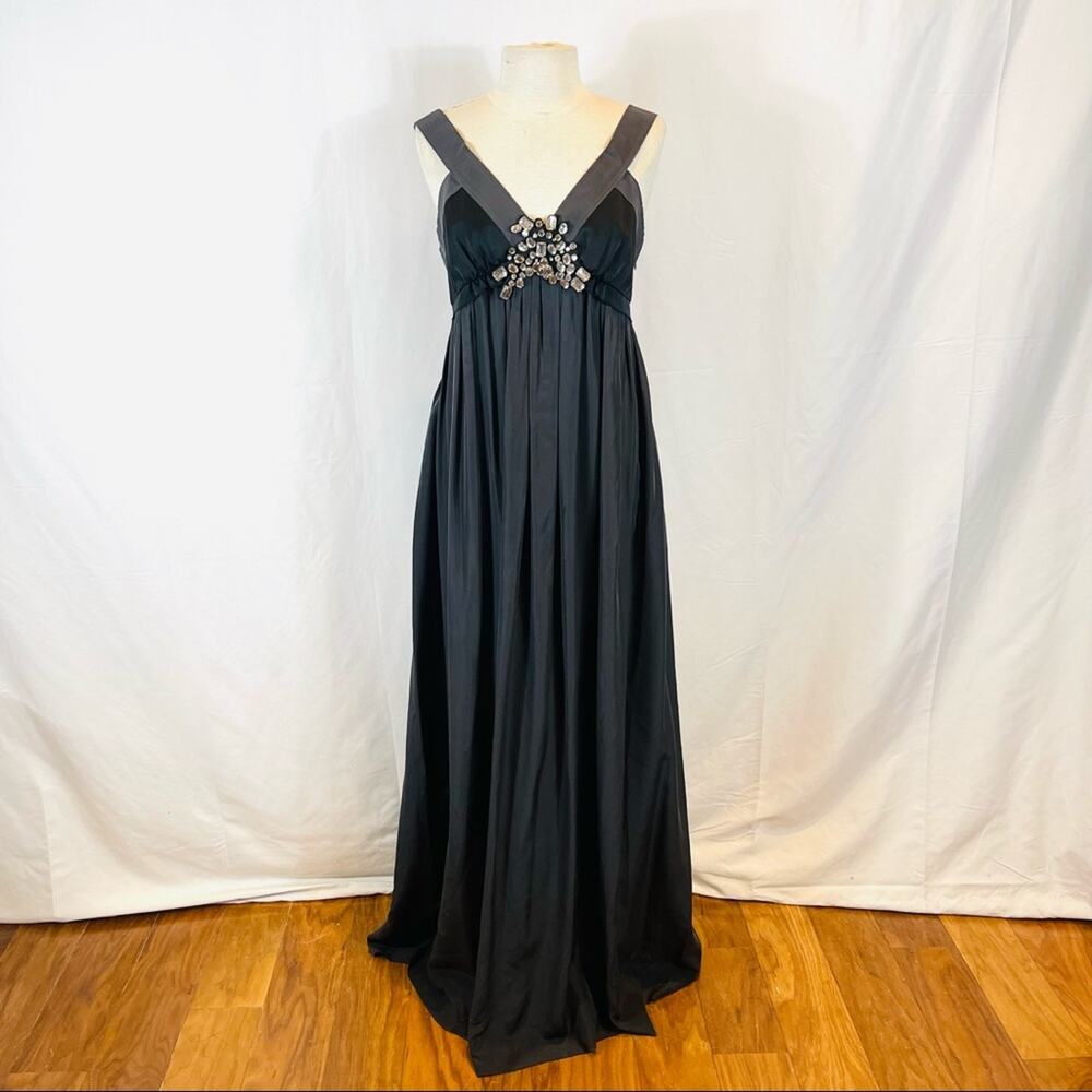 Lanvin NWT 2007 Black Silk Jewel Embellished Beaded Formal Gown Dress FR 40